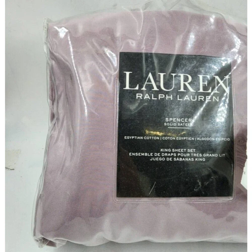 Lauren Ralph Lauren Spencer Solid Sateen 4 pcs Sheet Set King Deep Lavender